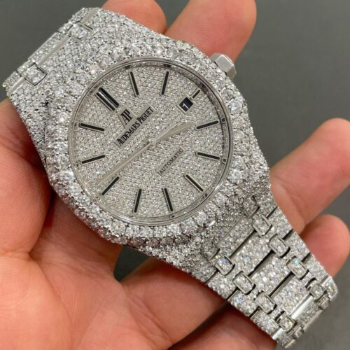 MOISSANITE AP WATCH | ROYAL OAK 41MM STAINLESS STEEL | FULL ICED OUT SILVER photo review