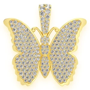 Butterfly Diamond Pendant Yellow Tone