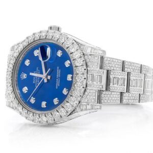 Men's Rolex Diamond Watch with Blue Dial Luxury