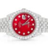 Rolex Men's Diamond Watch Red Dial