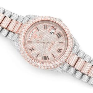 Rolex Rose And Silver Tone Watch In Diamond for Men