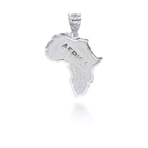 Silver Africa Map Outline Pendant Necklace