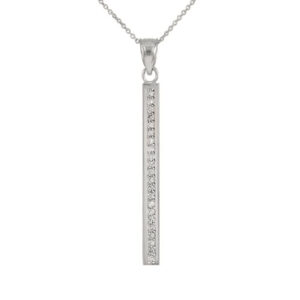 White Gold Vertical Diamond Bar Pendant