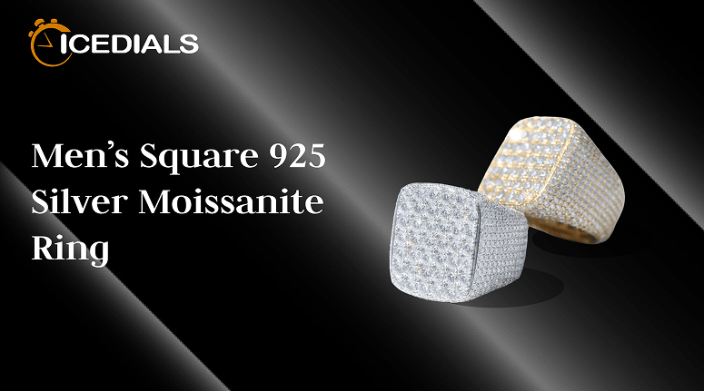Square Silver Moissanite Ring